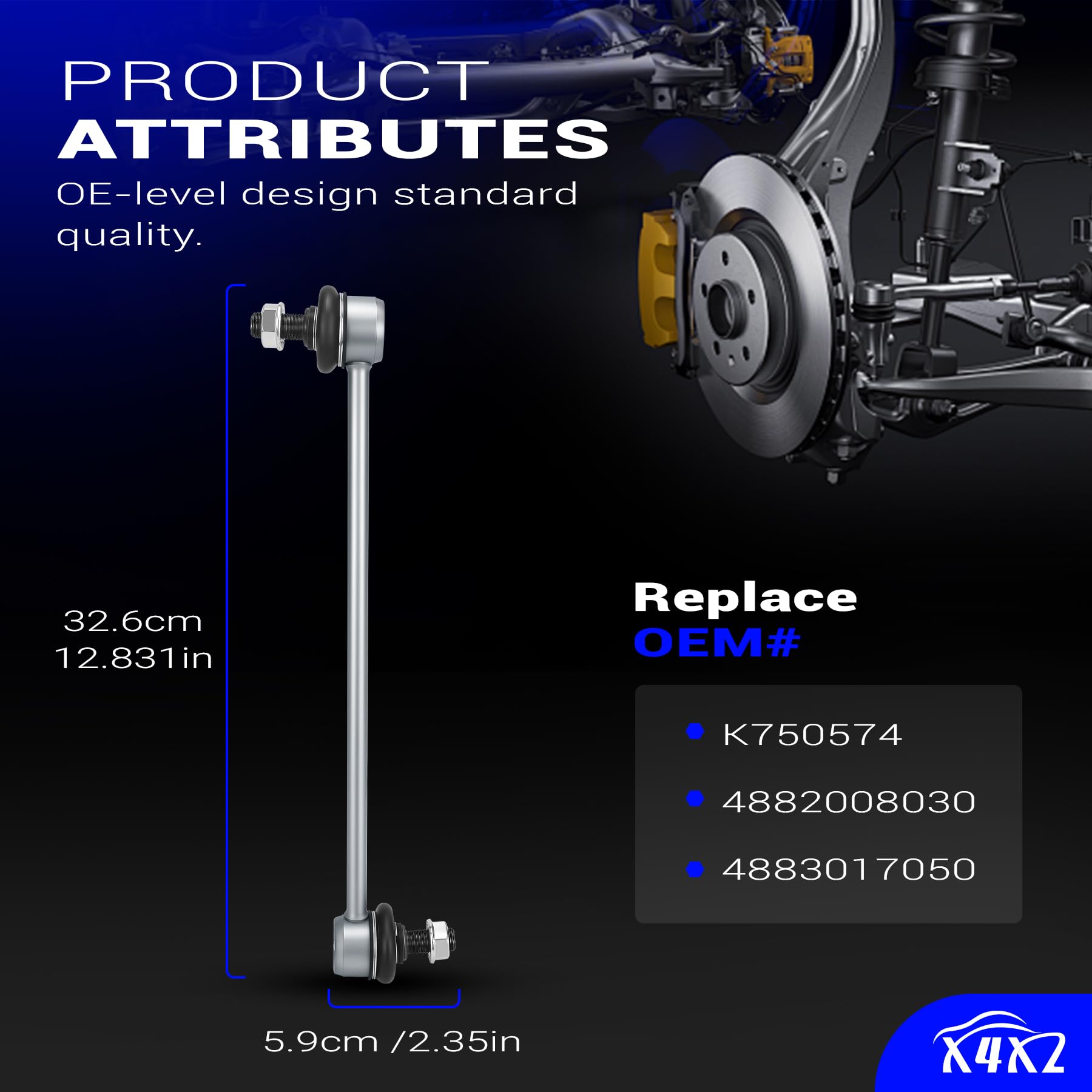 X4XZ mounted on suspension demonstrating direct-fit replacement benefit