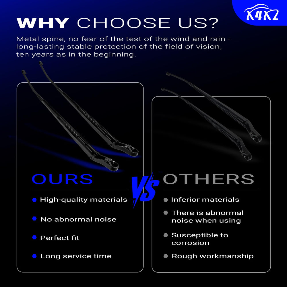 X4XZ wiper arm next to ruler showing correct dimensions benefit