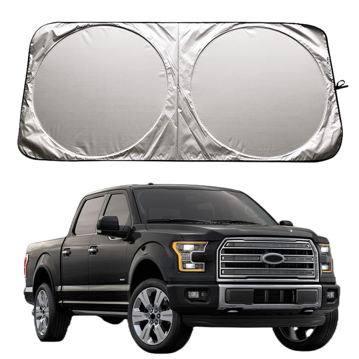 XHRING front view fit on Ford F150 windshield showing precise coverage and protection