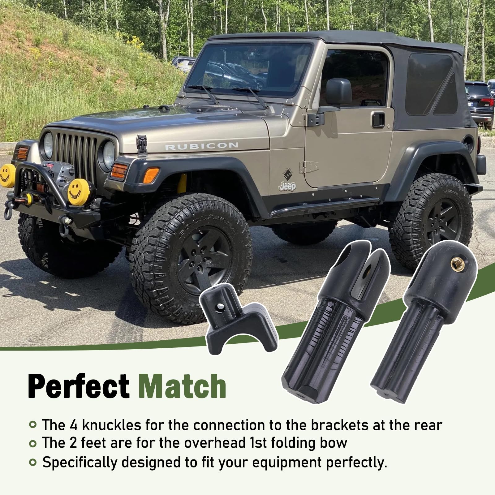 Xiaoyudou knuckle installed on Jeep Wrangler bow demonstrating correct fit and restored folding