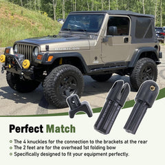 Xiaoyudou knuckle installed on Jeep Wrangler bow demonstrating correct fit and restored folding