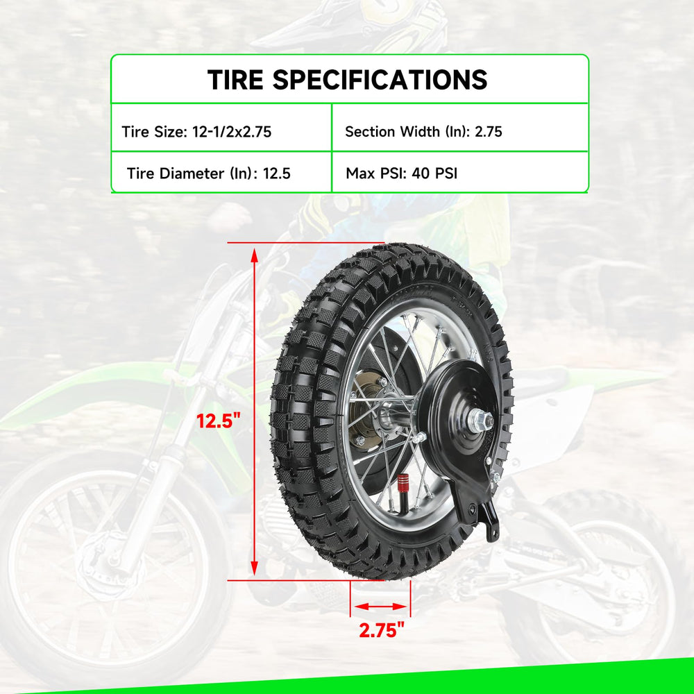 XIKOBY assembled wheel side profile showing correct 12.5x2.75 sizing for fitment