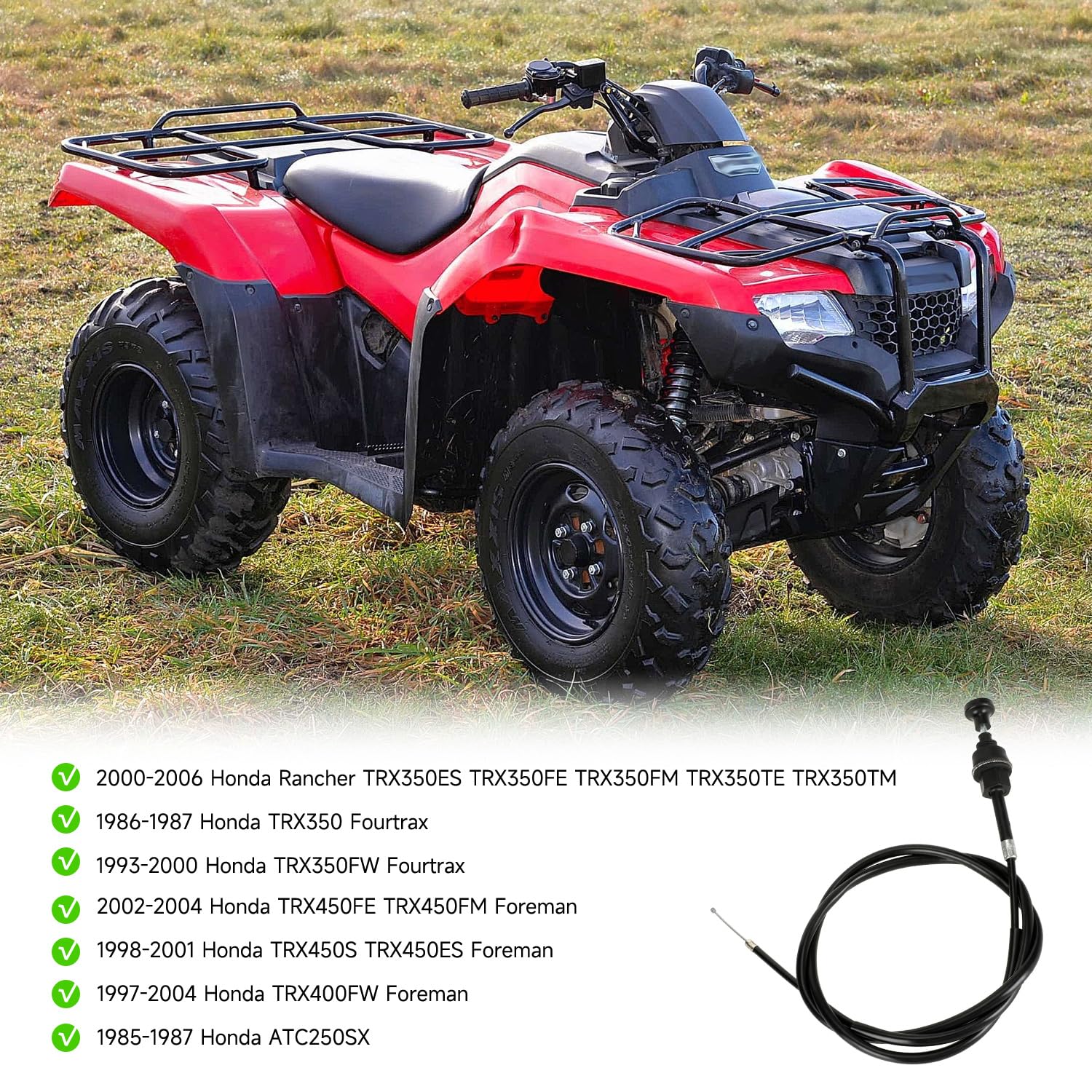 XIKOBY choke cable mounted on Rancher 350 illustrating restored choke control