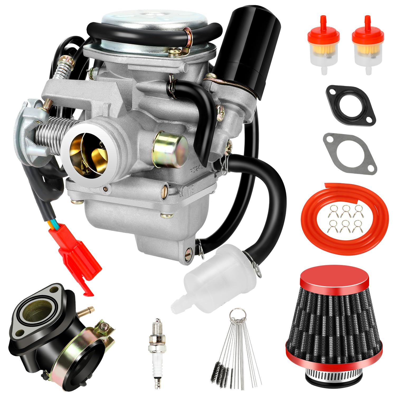 XIKOBY carburetor front view showing throttle body and mounting for improved throttle control