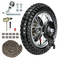 XIKOBY rear wheel front view showing preassembled tire and rim for quick replacement
