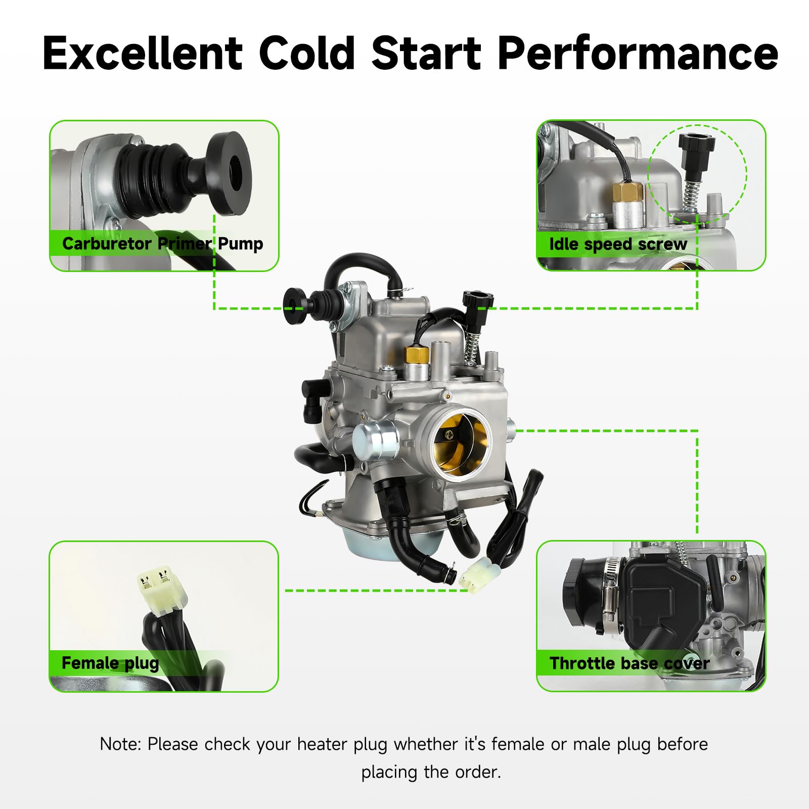 XIKOBY intake pipe and spark plug detail supporting consistent ignition and flow