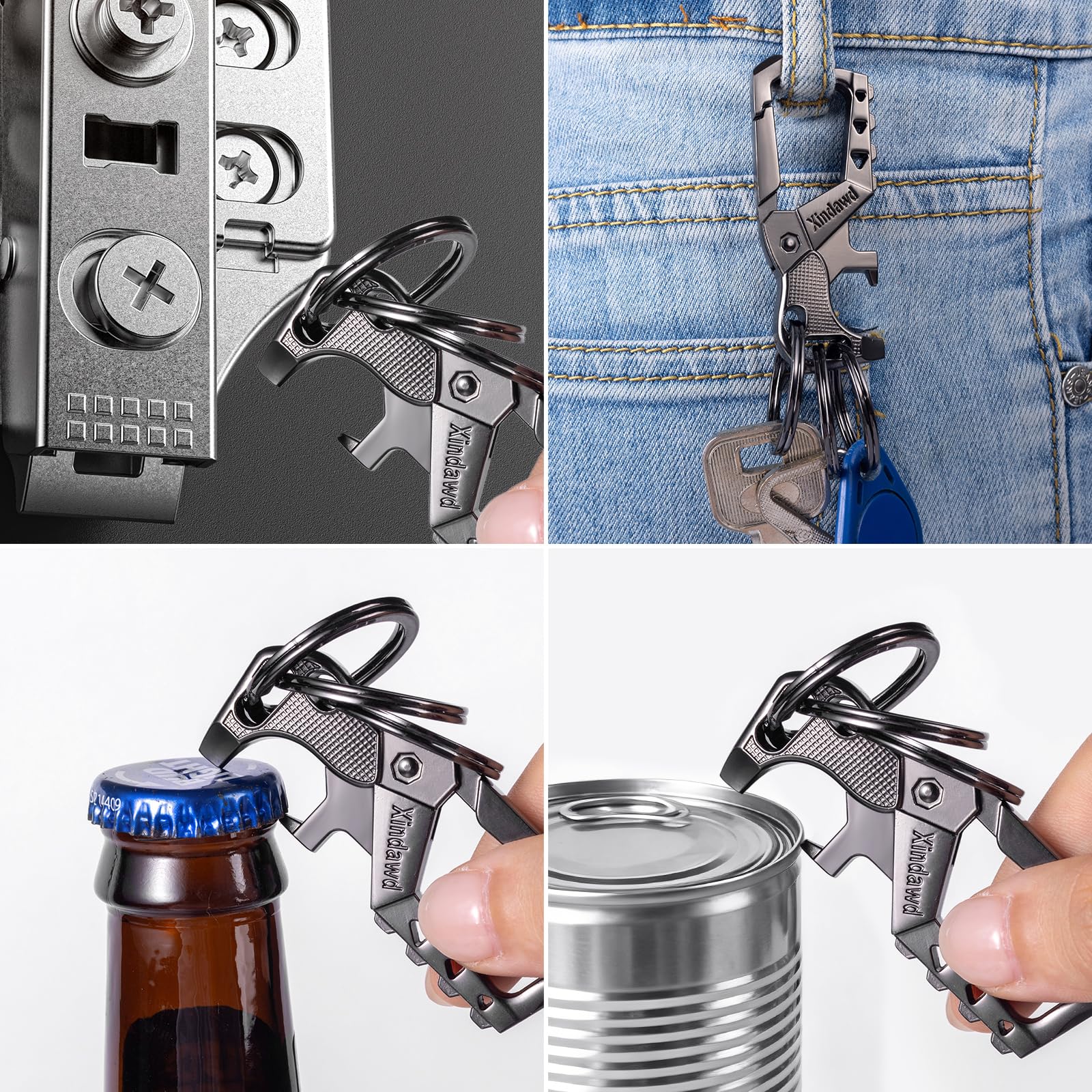 Xindawd attached to a belt loop outdoors, offering hands-free carry and quick access