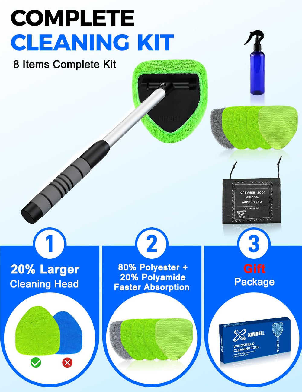 XINDELL close-up microfiber pad texture for streak-free dust removal