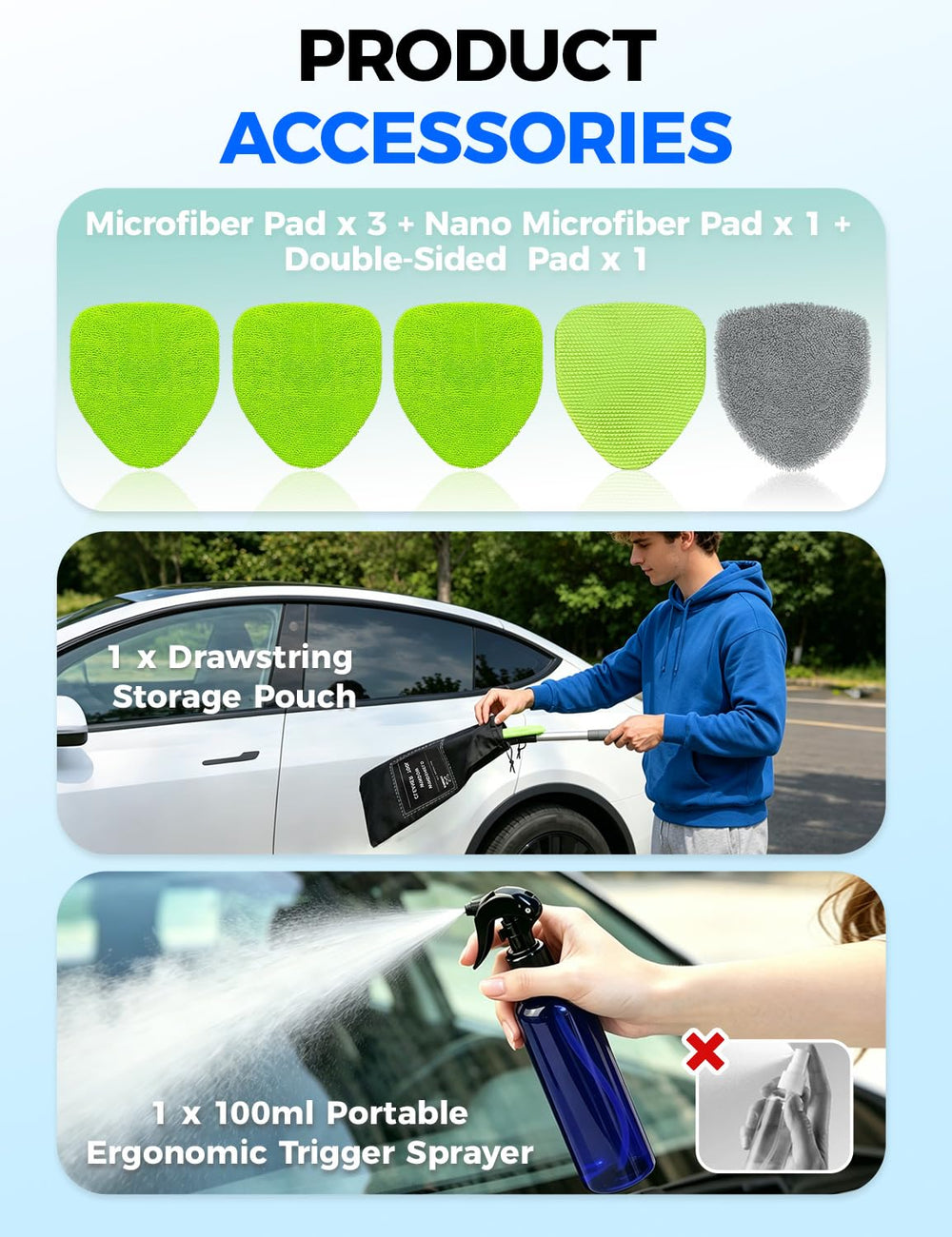 XINDELL used inside car for safe, streak-free interior cleaning
