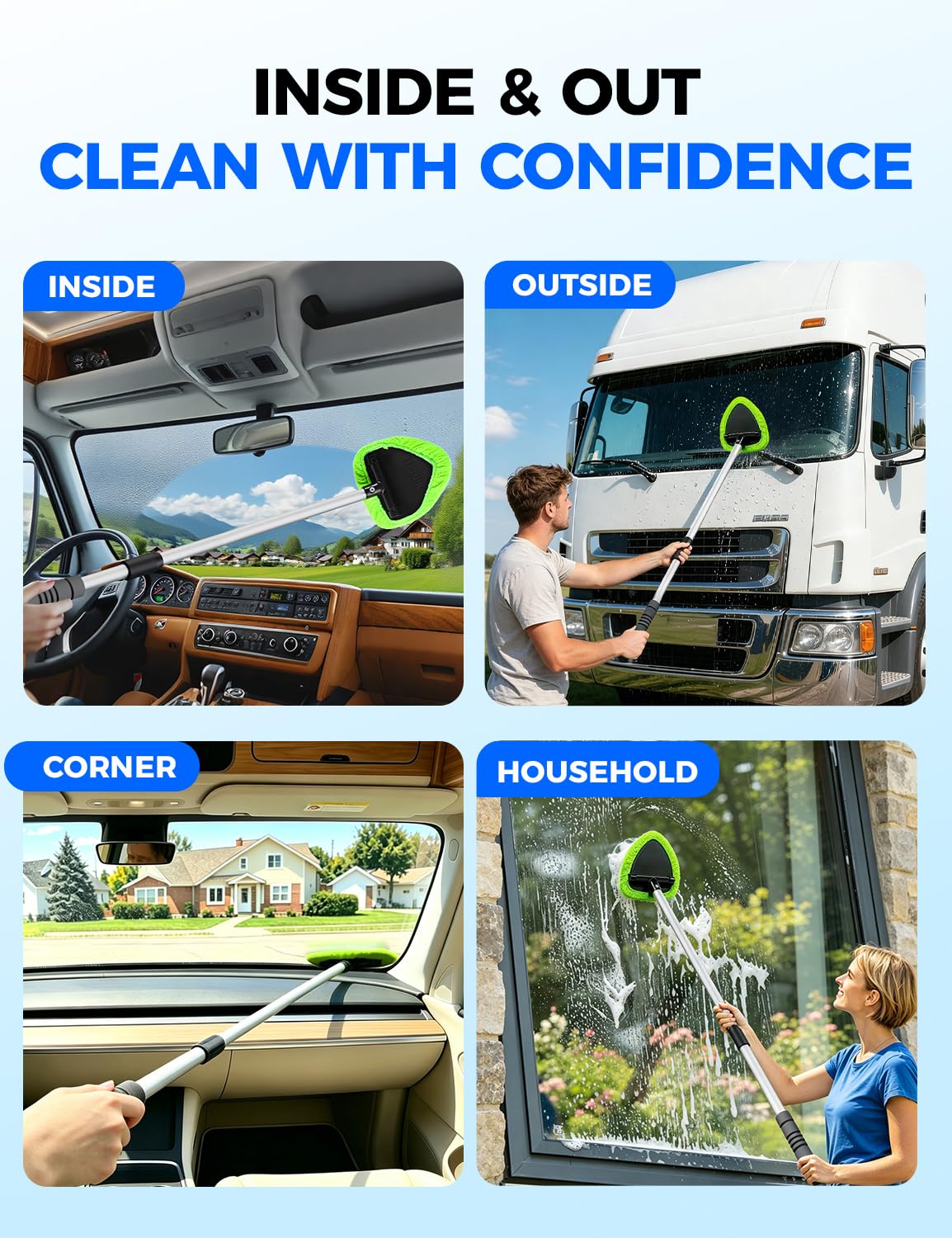 XINDELL in-use from driver seat reaching windshield easily for quick touch-ups
