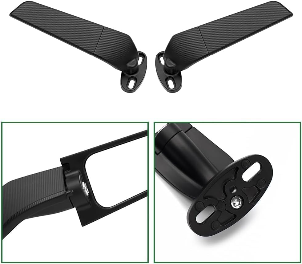 XINGWU mirror on motorcycle showing size reference for accurate fit verification