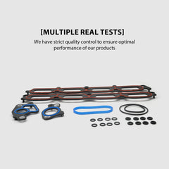 XINSAUTO gasket kit packaging laid out with parts to verify fit and completeness