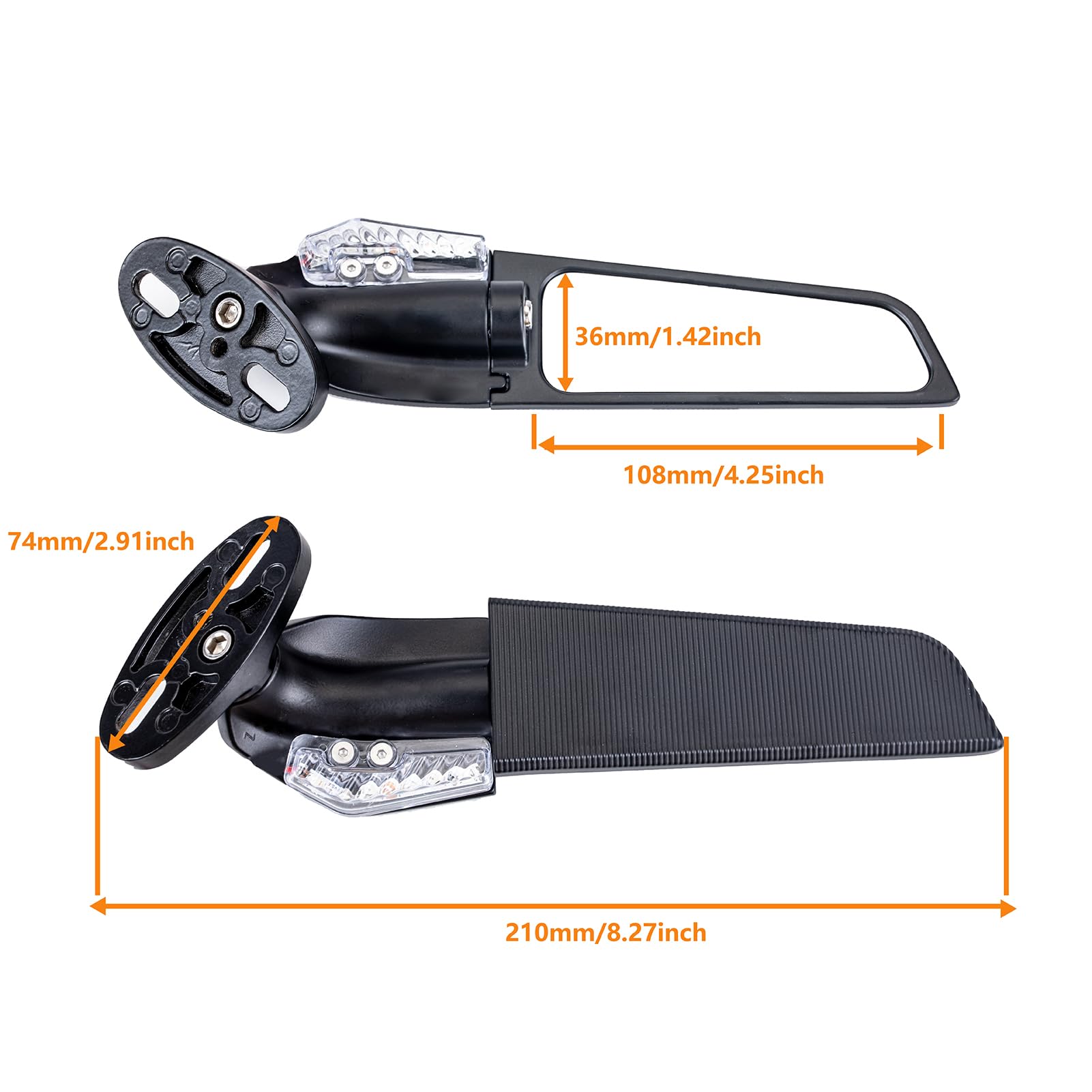 Xintre mirror next to a hand to show compact size and easy handling