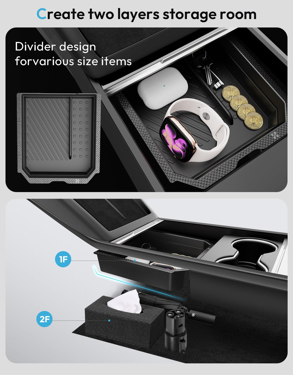 XINTUO reserved USB cutout showing unobstructed charging access