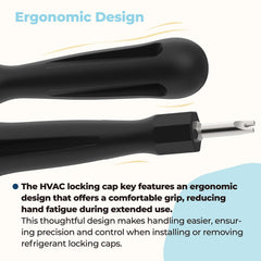 Xinxinlin tool engaged on a refrigerant safety cap showing secure fit and faster cap removal
