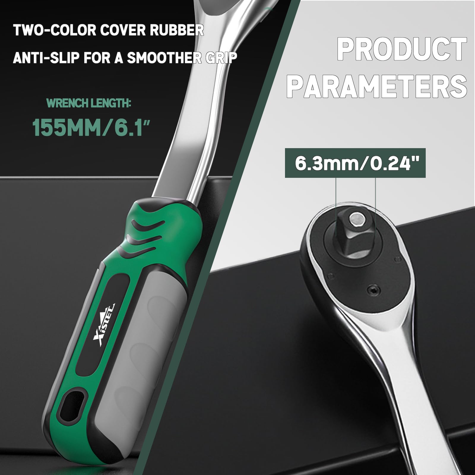 Xislet bent ratchet detail showing low-profile design for easier access