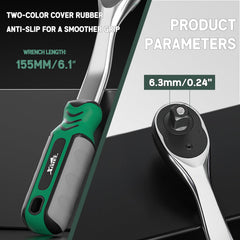 Xislet bent ratchet detail showing low-profile design for easier access