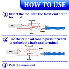 XLWJBES tool inserted into automotive connector demonstrating safe, non-destructive extraction