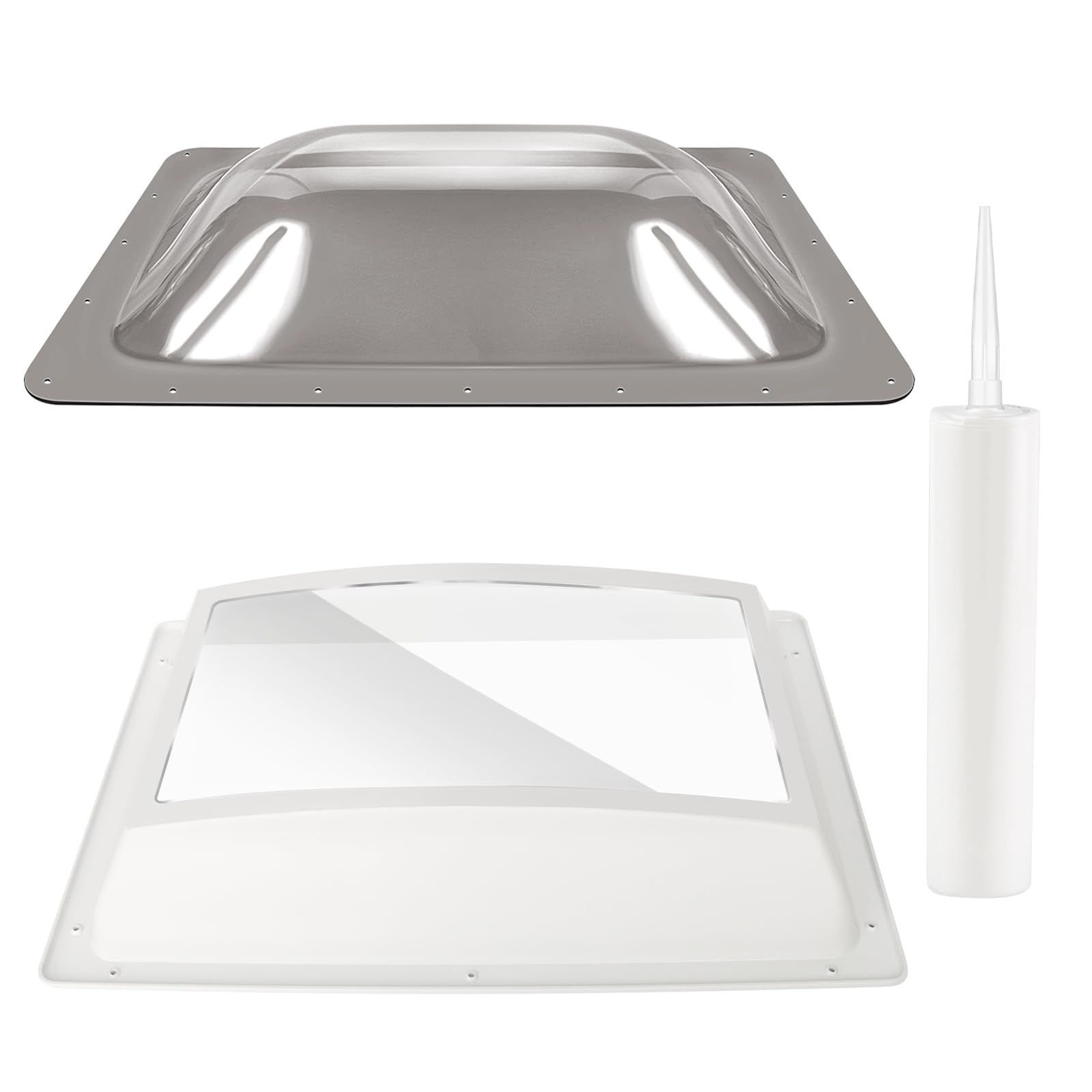 XMK front view of skylight bundle showing full outer dome and flange, visual protection