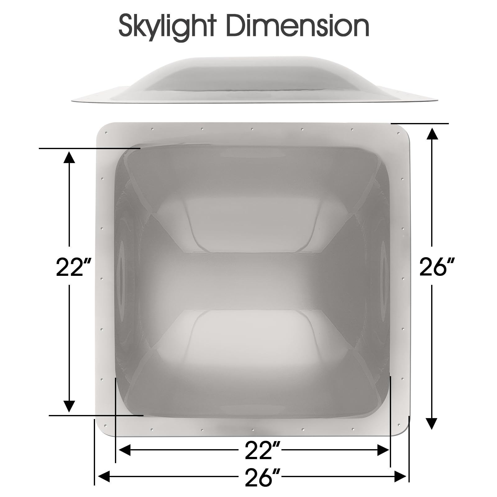 XMK skylight flange closeup highlighting pre-drilled mounting guidance and secure fit benefit