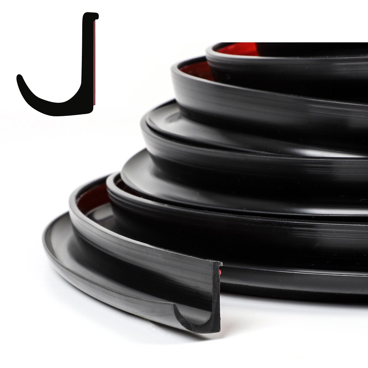 XmuxHai front view of black J-shaped gutter showing profile and clean look
