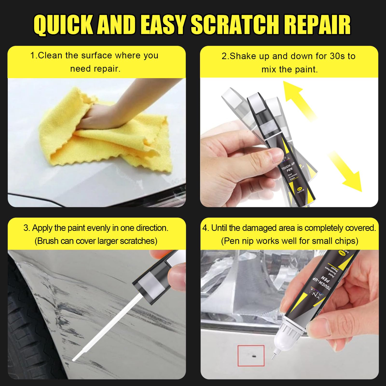 XNA micro applicators and cap displayed for tidy, detailed touch-ups