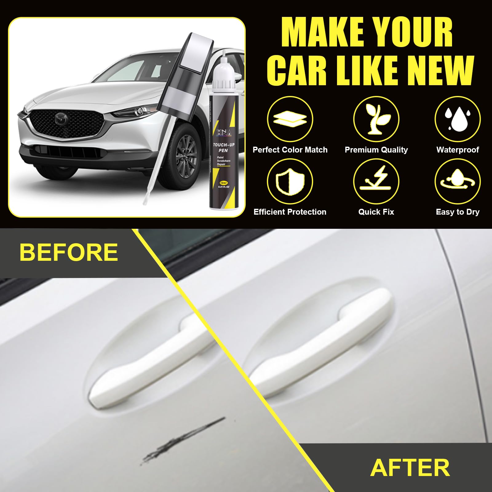 XNA mini brush applying paint to scratch for smooth even coverage