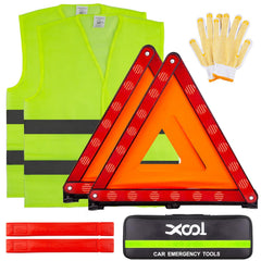 XOOL front packaging showing complete roadside kit and compact bag benefit