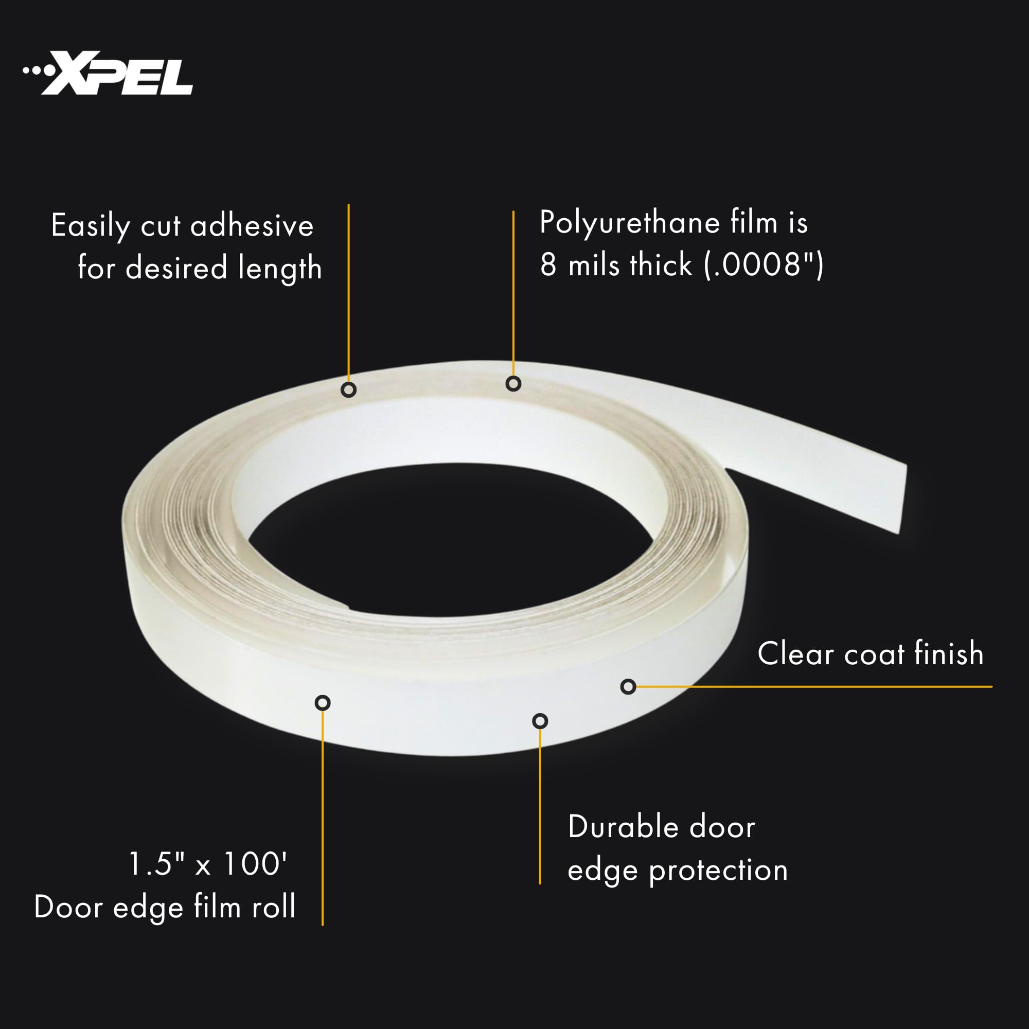 XPEL cutting film length on workbench demonstrating easy DIY preparation