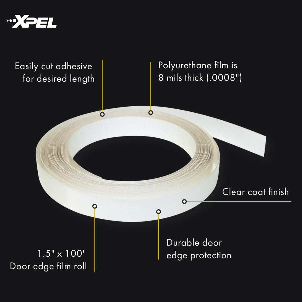 XPEL cutting film length on workbench demonstrating easy DIY preparation