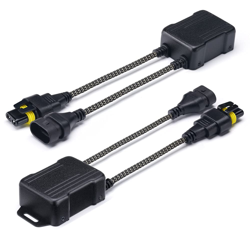 Xprite front view of 9005 Canbus harness showing plug ends and durable case benefit