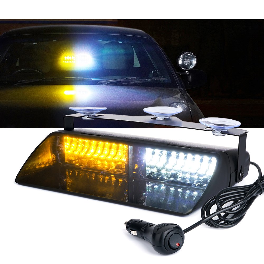 Xprite front dashboard light showing bright amber-white LEDs for enhanced roadside warning