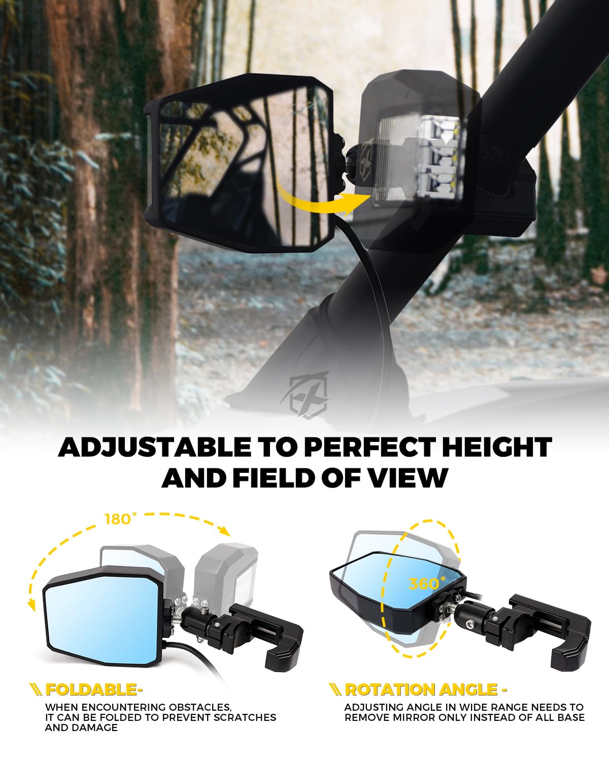 Xprite clamp mount on 1.75"–2" roll cage demonstrating secure, adjustable installation