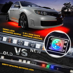 Xprite LED strips mounted under SUV showcasing dramatic underbody glow benefit