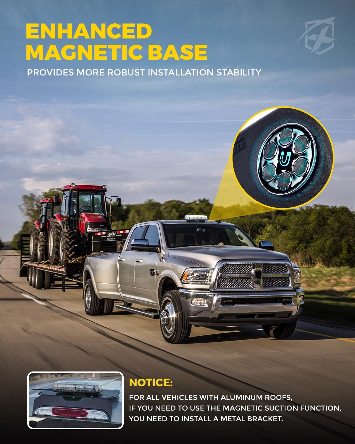 Xprite installed on a truck roof showing enhanced roadside visibility benefit
