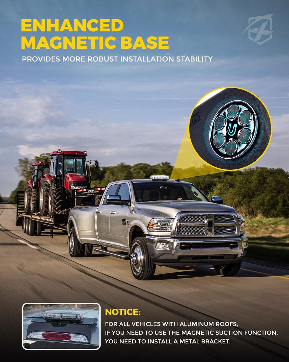Xprite installed on a truck roof showing enhanced roadside visibility benefit
