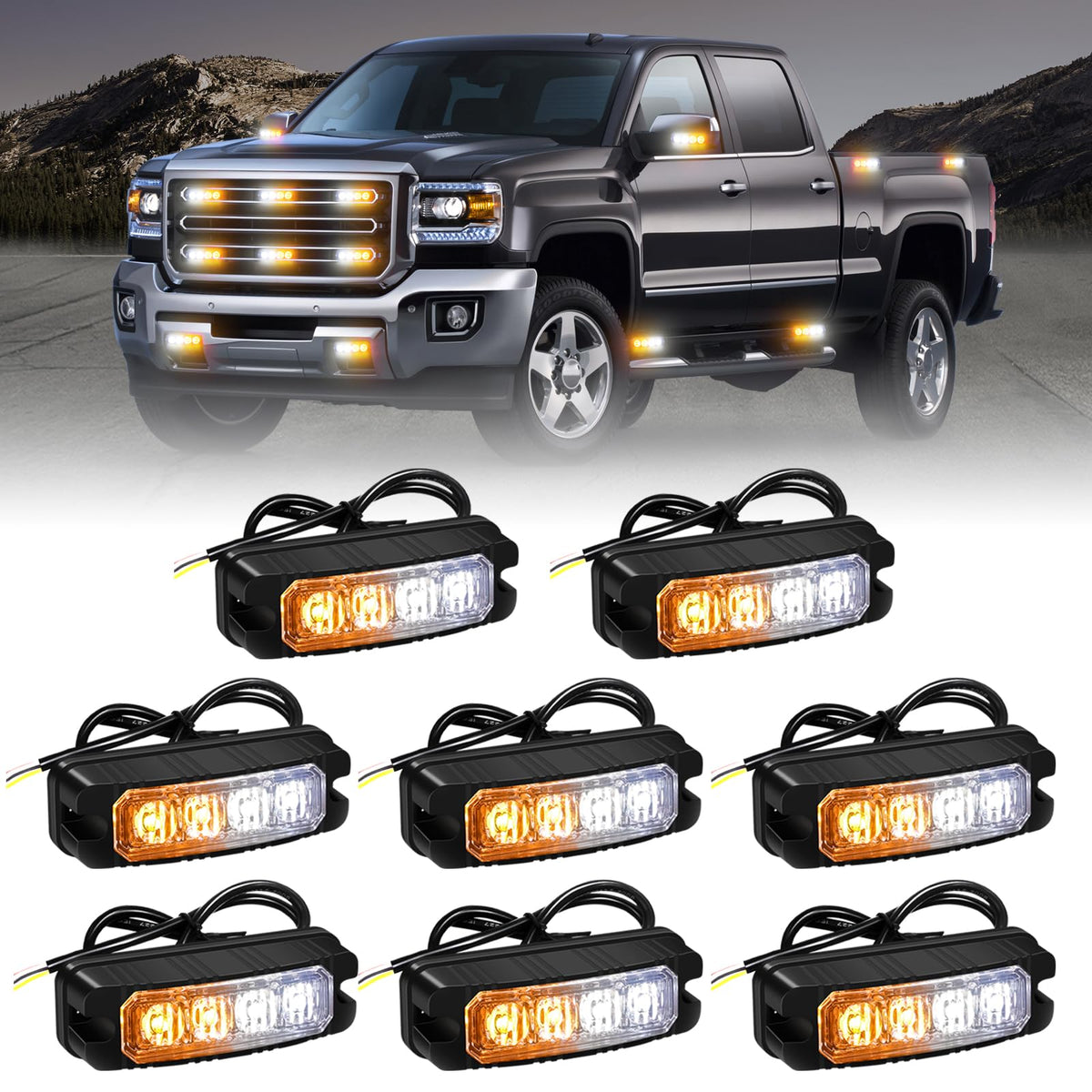 XRIDONSEN front view of grille light bar showing compact profile and bright LEDs