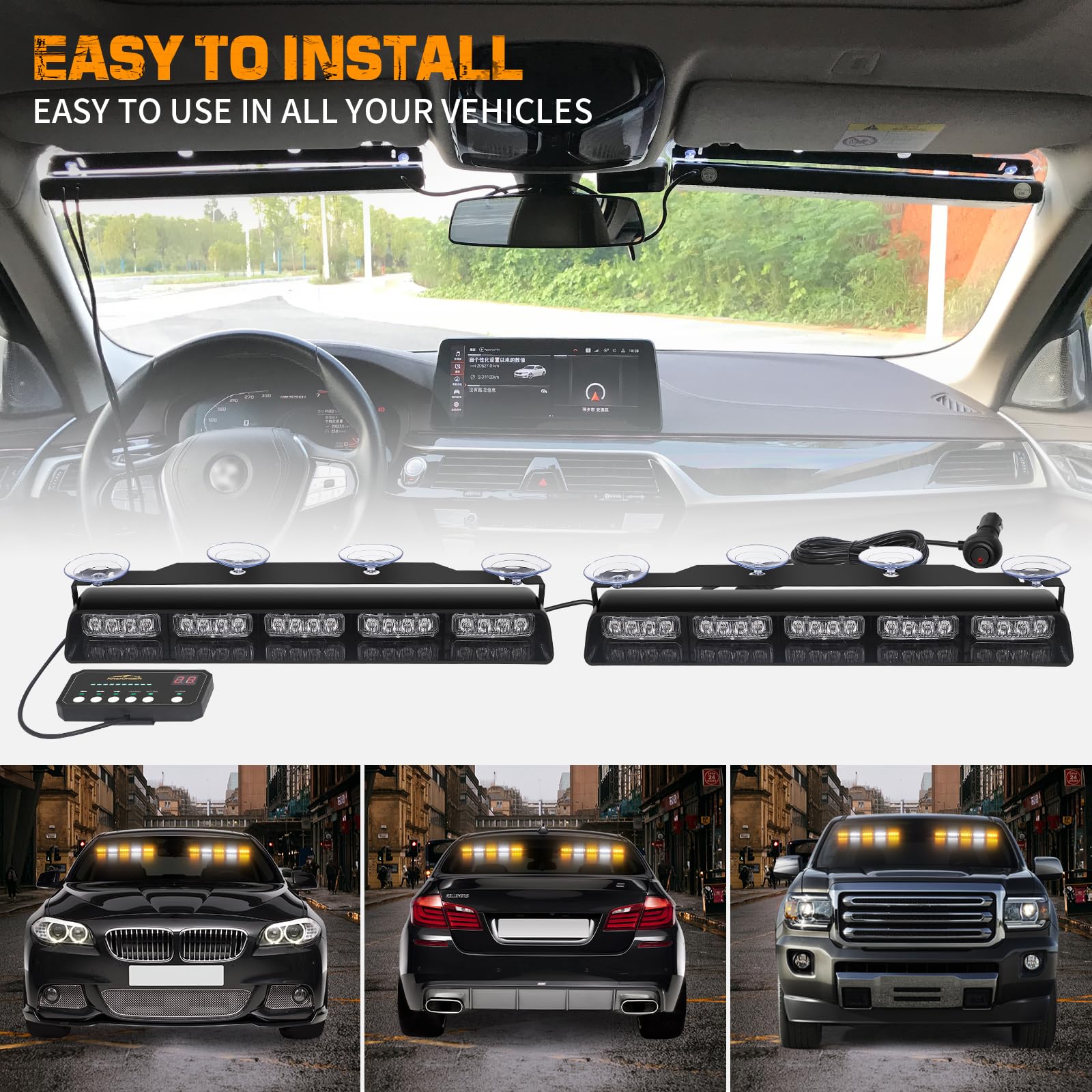 XRIDONSEN installed on a truck dashboard illustrating roadside visibility and workplace safety signaling