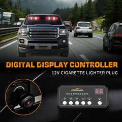 XRIDONSEN installed on windshield enhancing vehicle visibility on road