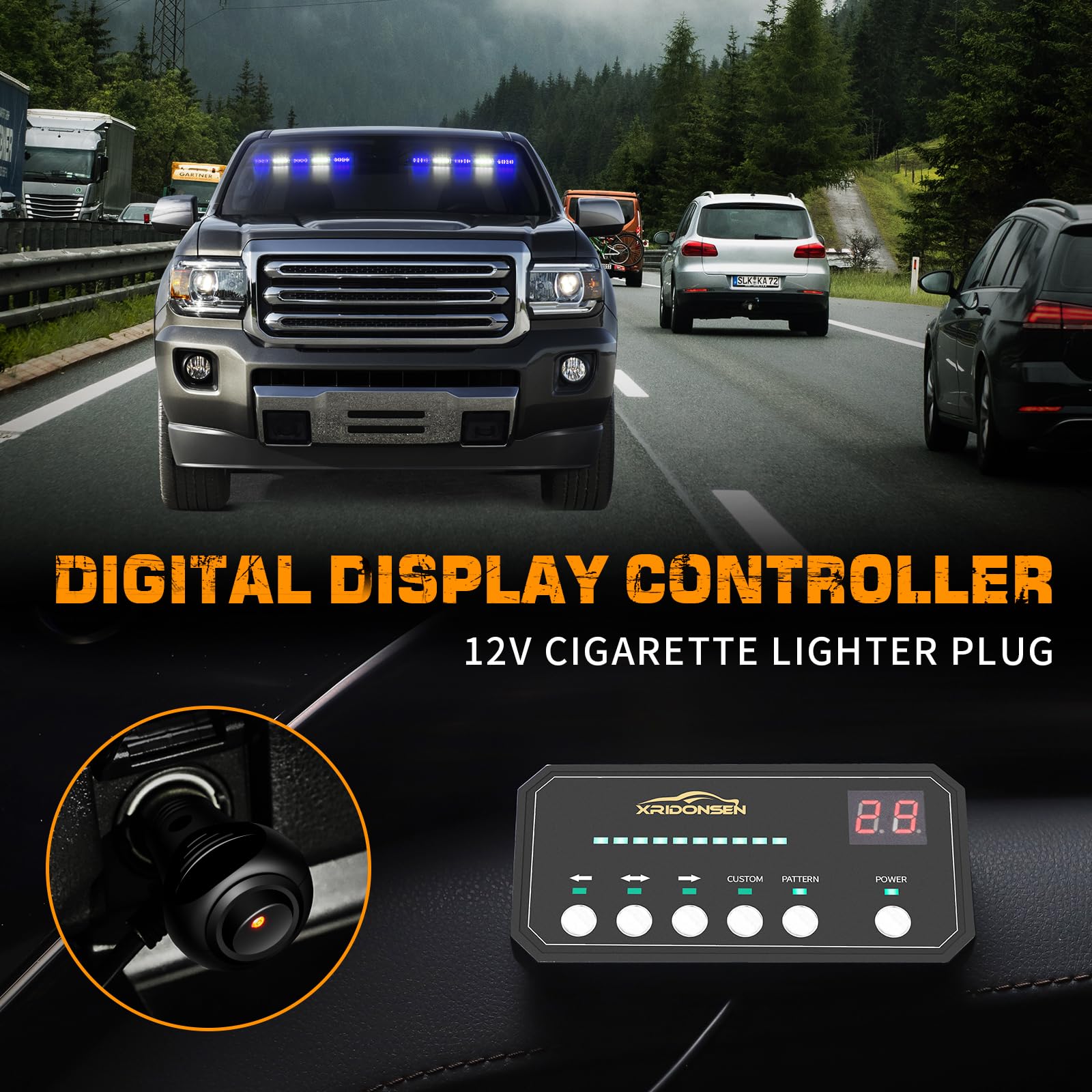 XRIDONSEN installed on a vehicle windshield demonstrating easy transferability and improved roadside warning