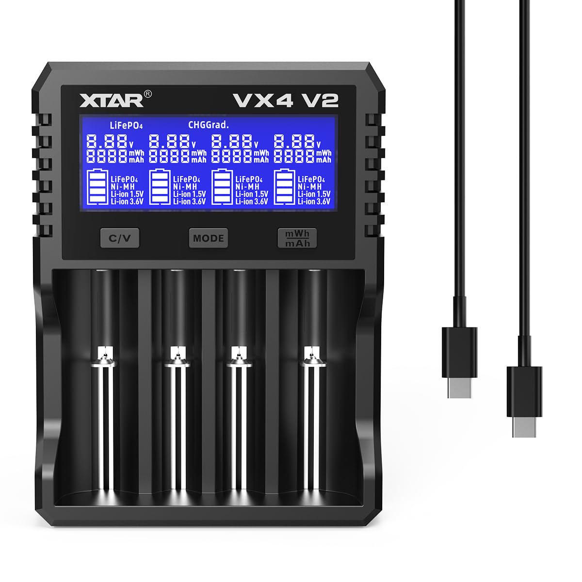 XTAR front view showing four slots and compact design for organized charging