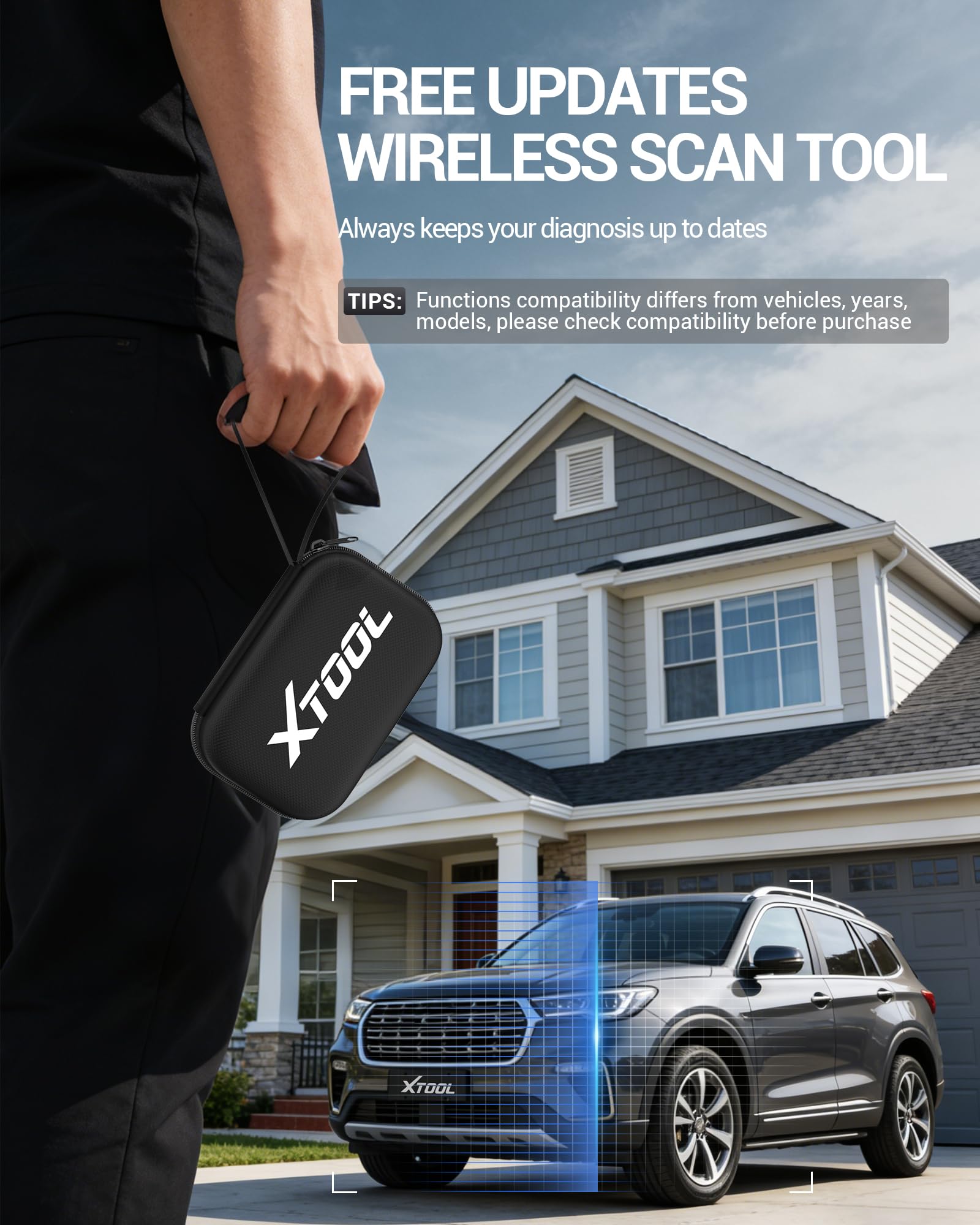 XTOOL A30M accessories laid out, full kit includes dongle, cable, and storage case