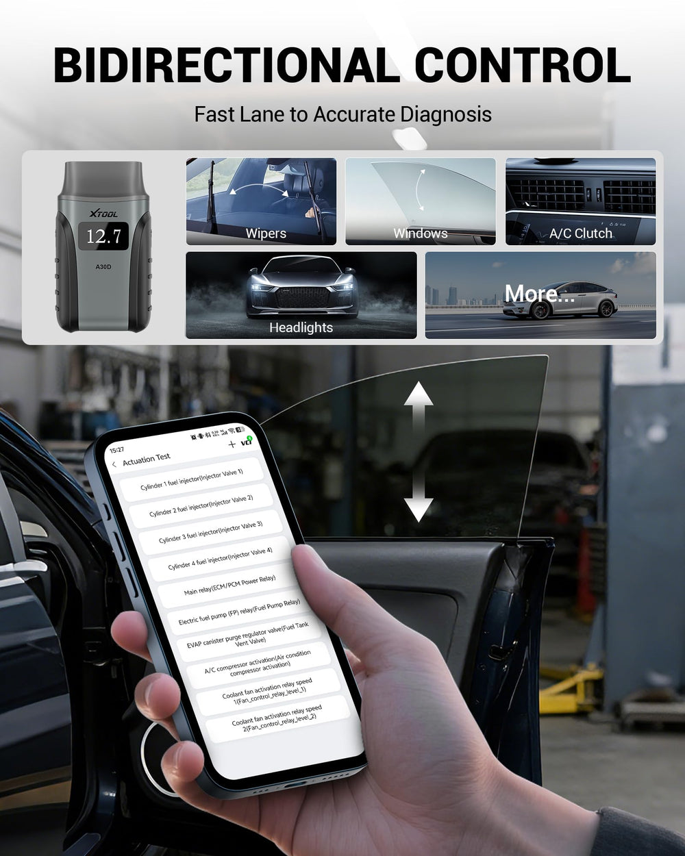 XTOOL A30M carrying case open, protects scanner and keeps accessories organized