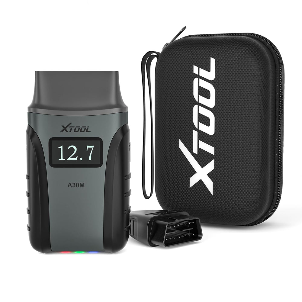 XTOOL A30M front kit view showing compact scanner and case, simplifies diagnostics