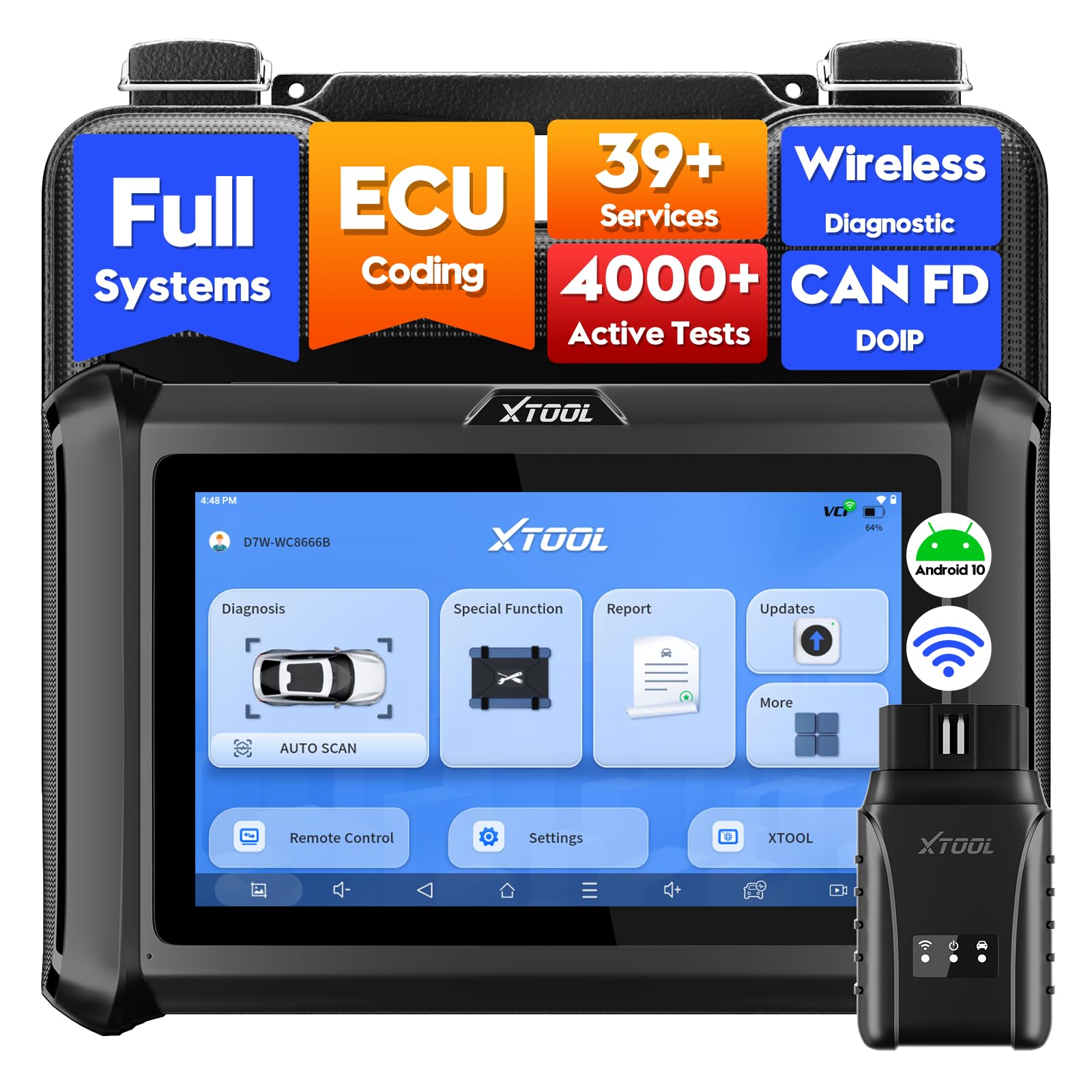 XTOOL D7W tablet front display showing diagnostics for fast troubleshooting
