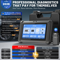 XTOOL D7W wireless VCI close-up highlighting stable workshop connectivity