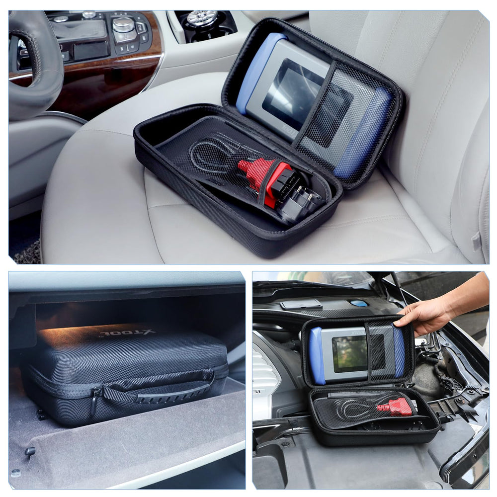 XTOOL scanner sitting inside case demonstrating secure transport benefits