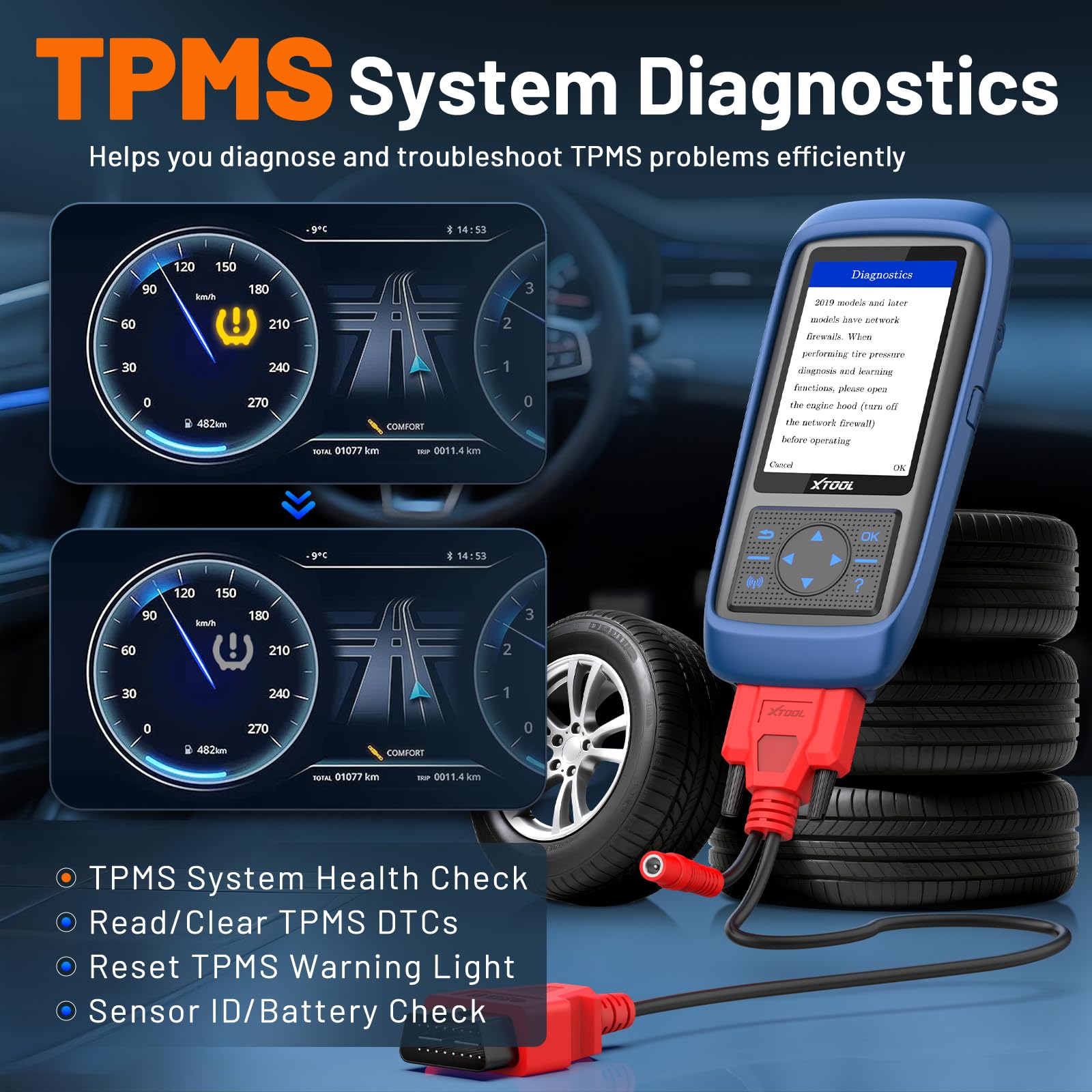 XTOOL TP150 beside XTOOL TS100 sensor showing programming compatibility benefit
