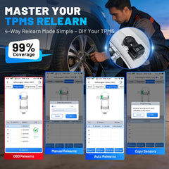 XTOOL TP300 activating TPMS sensor at wheel to confirm immediate sensor response
