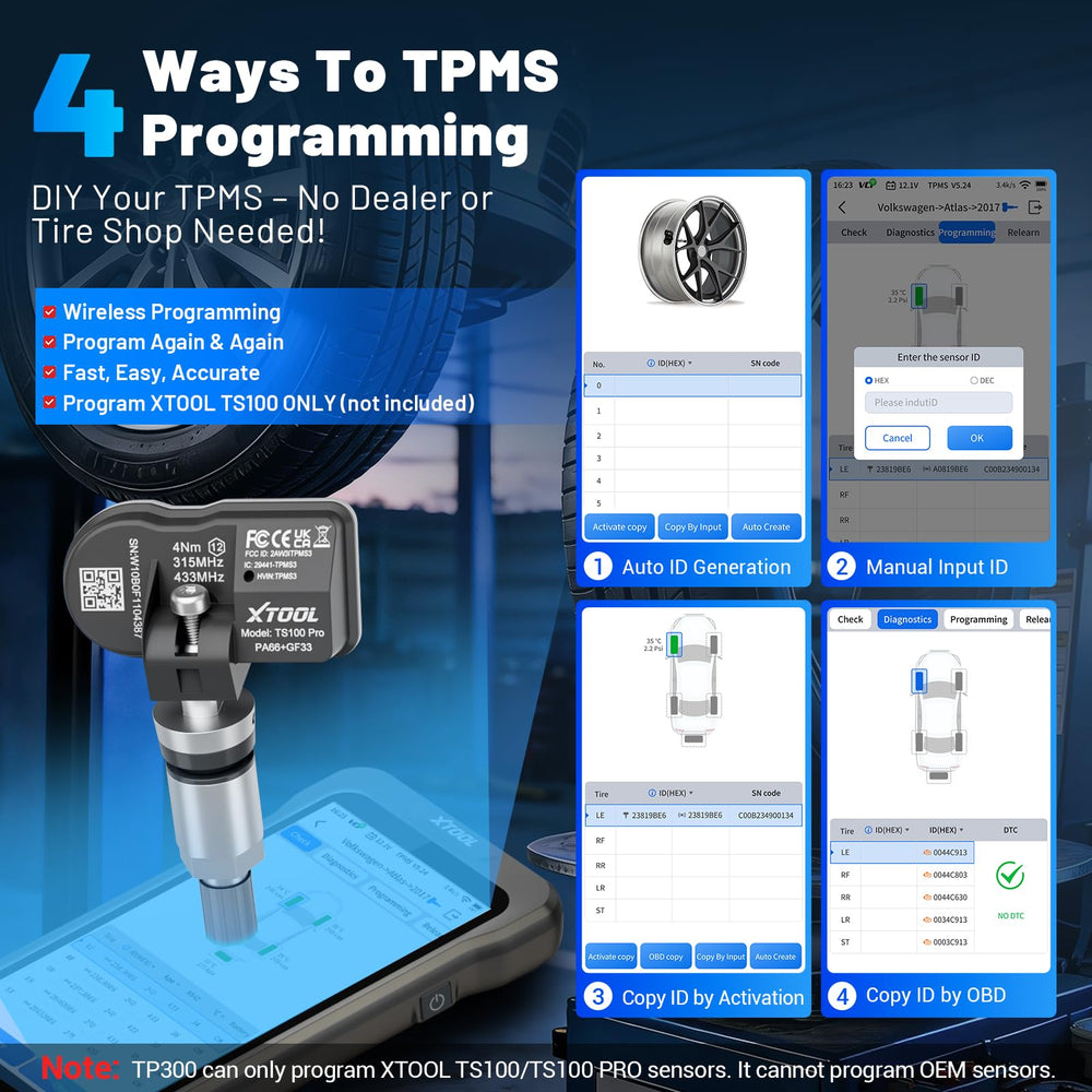 XTOOL TP300 touchscreen close-up showing intuitive menus for faster service